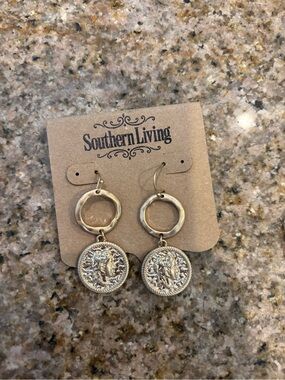 Southern Living Gold-Tone Round Medallion Drop Earrings
